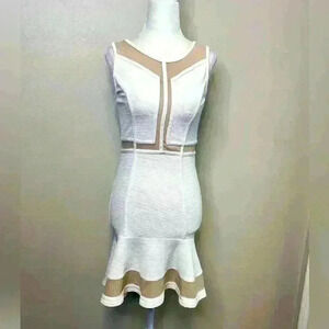 NWT White and sheer tan stretch dress